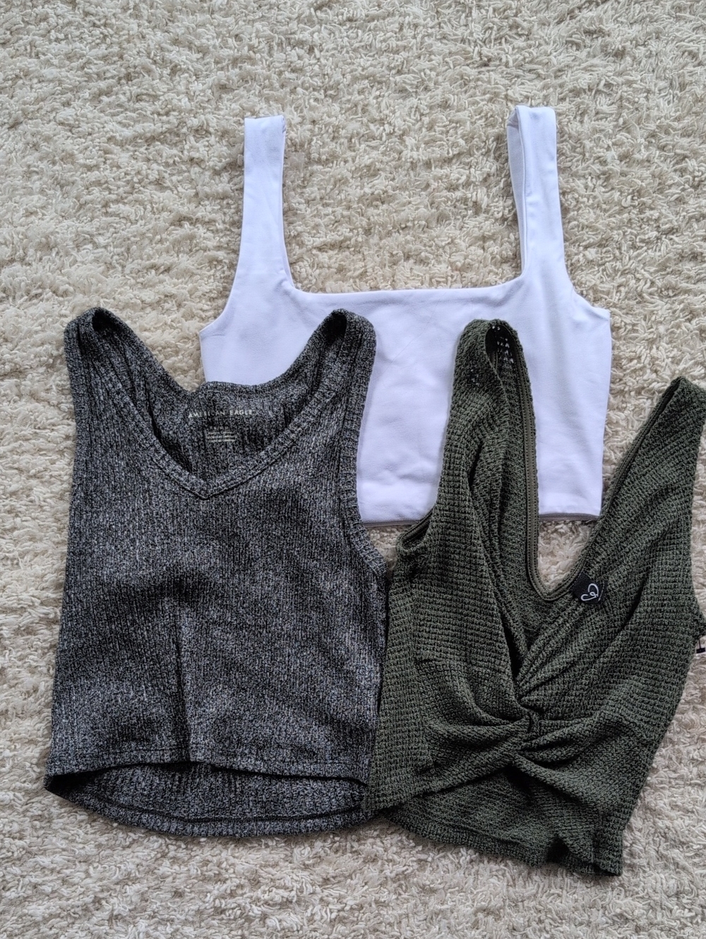 American Eagle Outfitters White Square-Neck Crop Tank